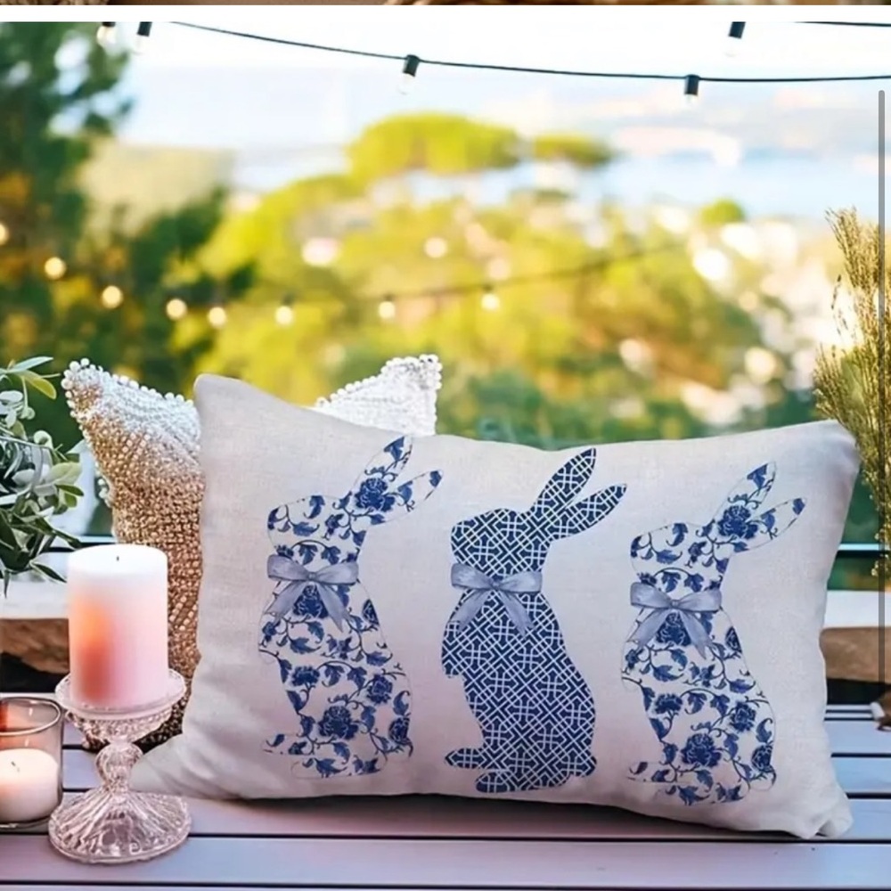 Blue Bunny Pillow Case 12x20